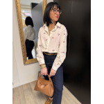 Chemise blanche cœurs et cerises rouges | Détail col rouge S/M M/L