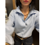 Gilet maille épaisse col victorien bleu marine ou ciel | Taille unique 36-40