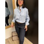 Gilet maille épaisse col victorien bleu marine ou ciel | Taille unique 36-40