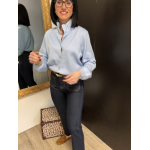 Gilet maille épaisse col victorien bleu marine ou ciel | Taille unique 36-40