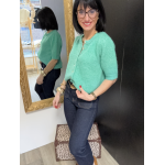 Gilet manches courtes col rond rose ou vert | Taille unique 36-42