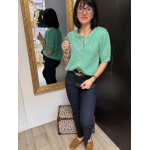 Gilet manches courtes col rond rose ou vert | Taille unique 36-42