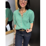 Gilet manches courtes col rond rose ou vert | Taille unique 36-42