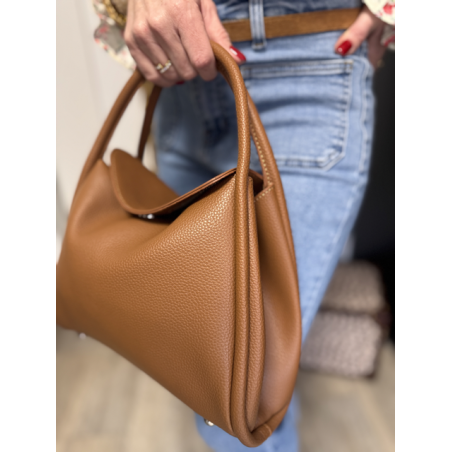 Sac en cuir camel ou beige  à rabat | Porté main et bandoulière
