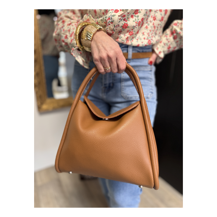 Sac en cuir camel ou beige  à rabat | Porté main et bandoulière