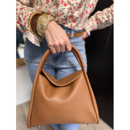 Sac en cuir camel ou beige  à rabat | Porté main et bandoulière