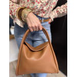 Sac en cuir camel ou beige  à rabat | Porté main et bandoulière