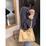 Sac en cuir camel ou beige  à rabat | Porté main et bandoulière