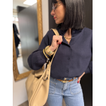 Sac en cuir camel ou beige  à rabat | Porté main et bandoulière