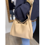 Sac en cuir camel ou beige  à rabat | Porté main et bandoulière