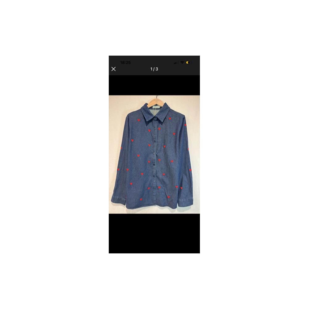 Chemise en jean cœurs rouges 100% coton | Style Plus XL à XXXL