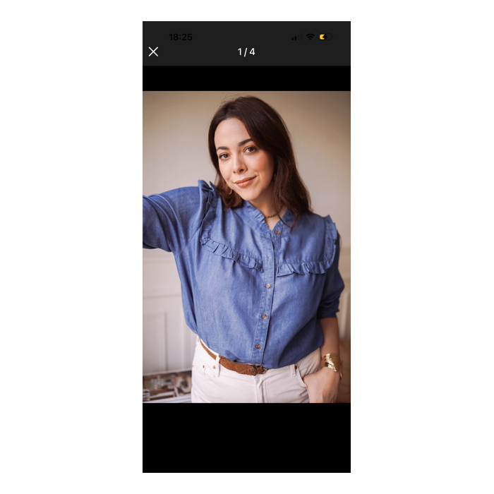 Chemise en jean fluide avec froufrous | Style Plus XL à XXXL