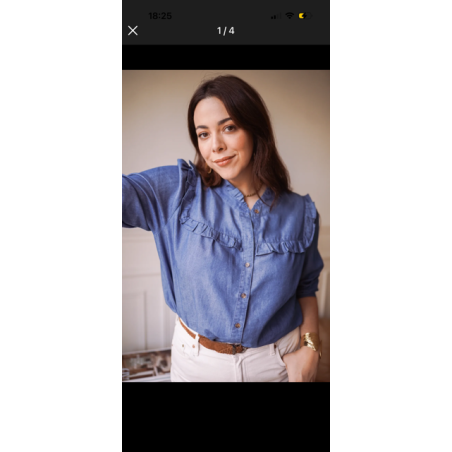 Chemise en jean fluide avec froufrous | Style Plus XL à XXXL