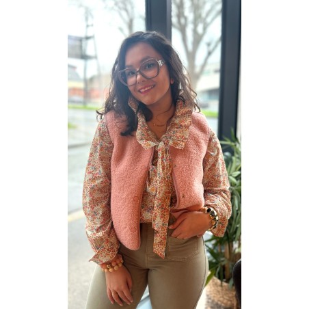 Gilet sans manche moumoute kaki ou rose – Style cocooning chic