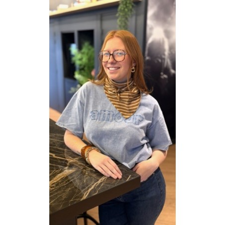 Tee-shirt Amour bleu, rose ou écru – Casual chic et féminin