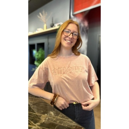 Tee-shirt Amour bleu, rose ou écru – Casual chic et féminin