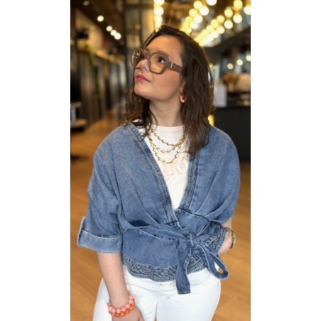 Gilet en jean avec ceinture – Style structuré et tendance