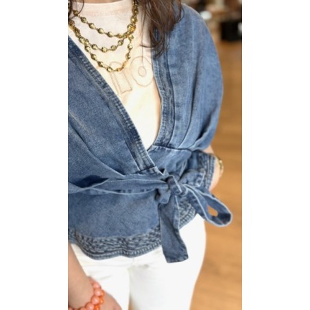 Gilet en jean avec ceinture – Style structuré et tendance