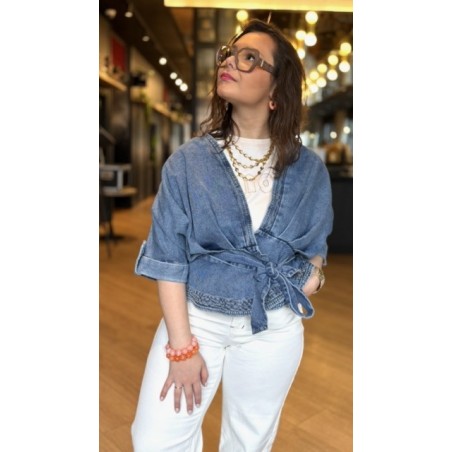 Gilet en jean avec ceinture – Style structuré et tendance