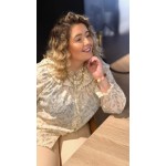 Chemise fleurie col Claudine style plus– Élégance romantique