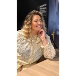 Chemise fleurie col Claudine style plus– Élégance romantique