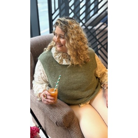 Pull sans manches kaki ou beige style plus – Confort et modernité