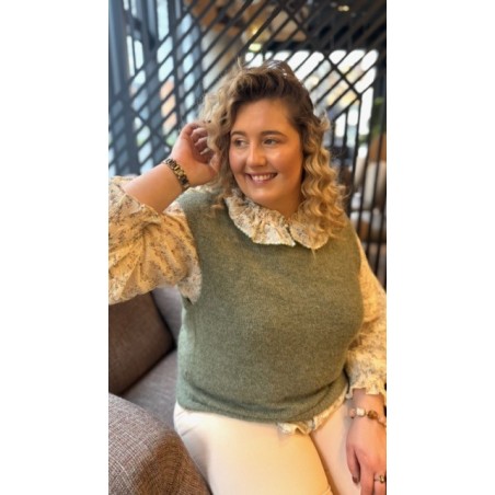 Pull sans manches kaki ou beige style plus – Confort et modernité