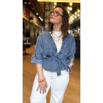 Jean blanc surpiqûres taupe – Élégance moderne et détail raffiné