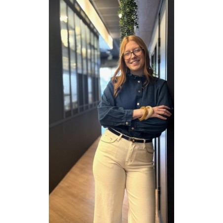 Chemise en jean col volanté – Denim féminin et tendance