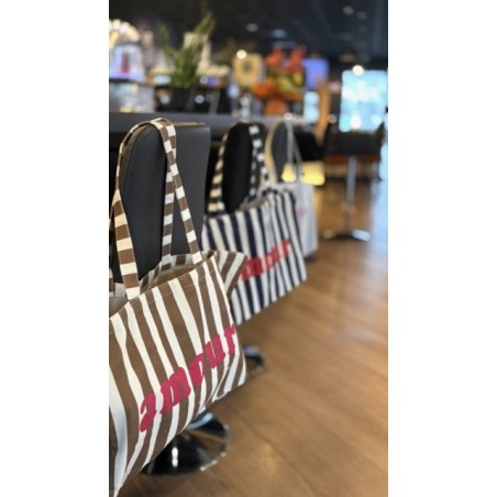 Sac cabas rayé message – Amour ou Soleil – Grand format été