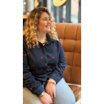 Chemise en jean cœurs rouges 100% coton | Style Plus XL à XXXL