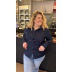 Chemise en jean cœurs rouges 100% coton | Style Plus XL à XXXL