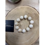 Bracelet boules beige en acier inoxydable – Élégance délicate