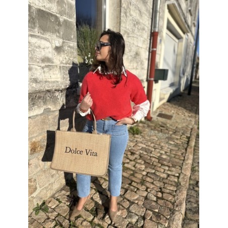 Pull sans manches rouge à lèvres femme – Maille élégante | Mademoiselle Jeanne