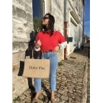 Pull sans manches rouge à lèvres femme – Maille élégante | Mademoiselle Jeanne