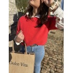 Pull sans manches rouge à lèvres femme – Maille élégante | Mademoiselle Jeanne