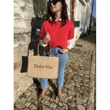 Pull sans manches rouge à lèvres femme – Maille élégante | Mademoiselle Jeanne