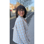 Veste à carreaux Ernest marron et bleu – Veste femme chic | Mademoiselle Jeanne