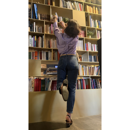 Chemise rayée bleu et rouge – “Paris mon amour”