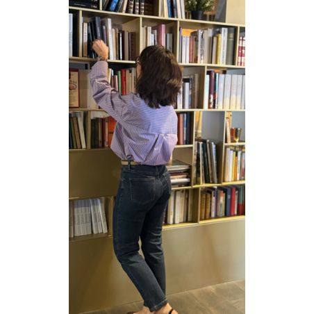 Chemise rayée bleu et rouge – “Paris mon amour”