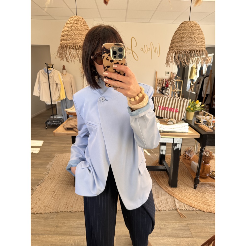 Blazer col mao femme – Veste tendance à bouton | Melle Jeanne