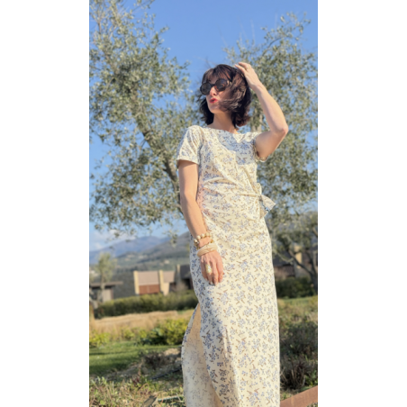 Robe longue fleurie femme – Détail noué taille | Melle Jeanne