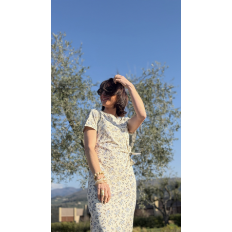 Robe longue fleurie femme – Détail noué taille | Melle Jeanne