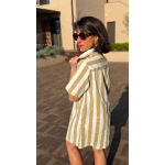 Robe jean rayée femme – Coupe droite beige ou marron | Melle Jeanne